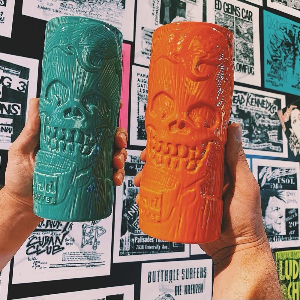 RAD COFFEE CO. Orange Skull Skeleton Design Sipper Dude Tiki Mug 2020 Horror